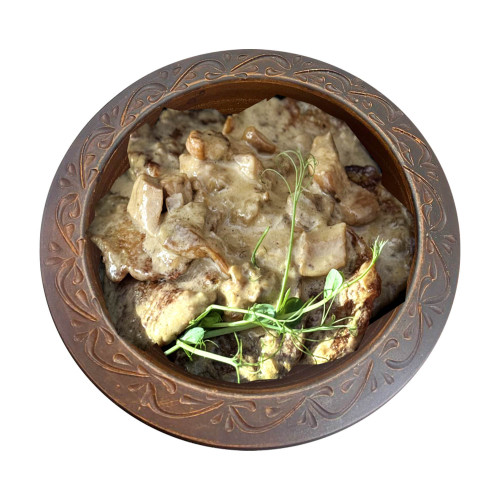 Тушені дерунчики з білими грибами